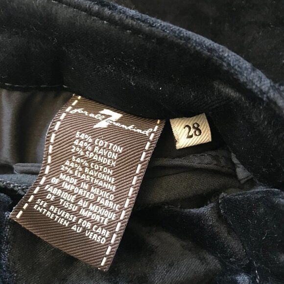 7 For All Mankind Velvet Pants Jeans Womens 28 Black Skinny High Rise Ankle - Picture 10 of 15